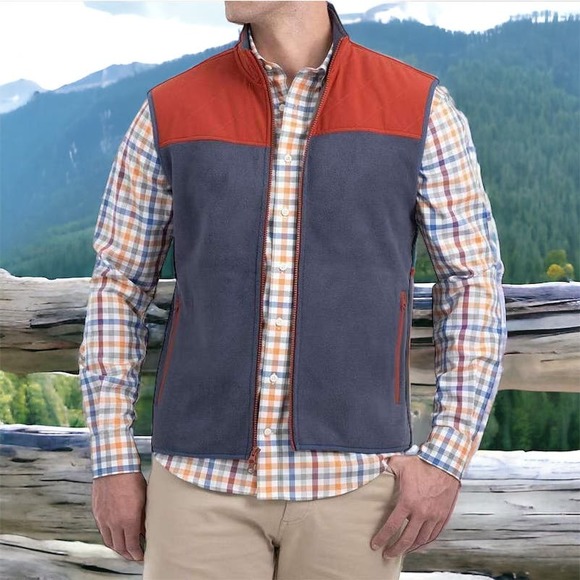 Johnnie O Mens Morrison 2 Way Zip Polar Fleece Golf Vest Wake Blue Size L $135